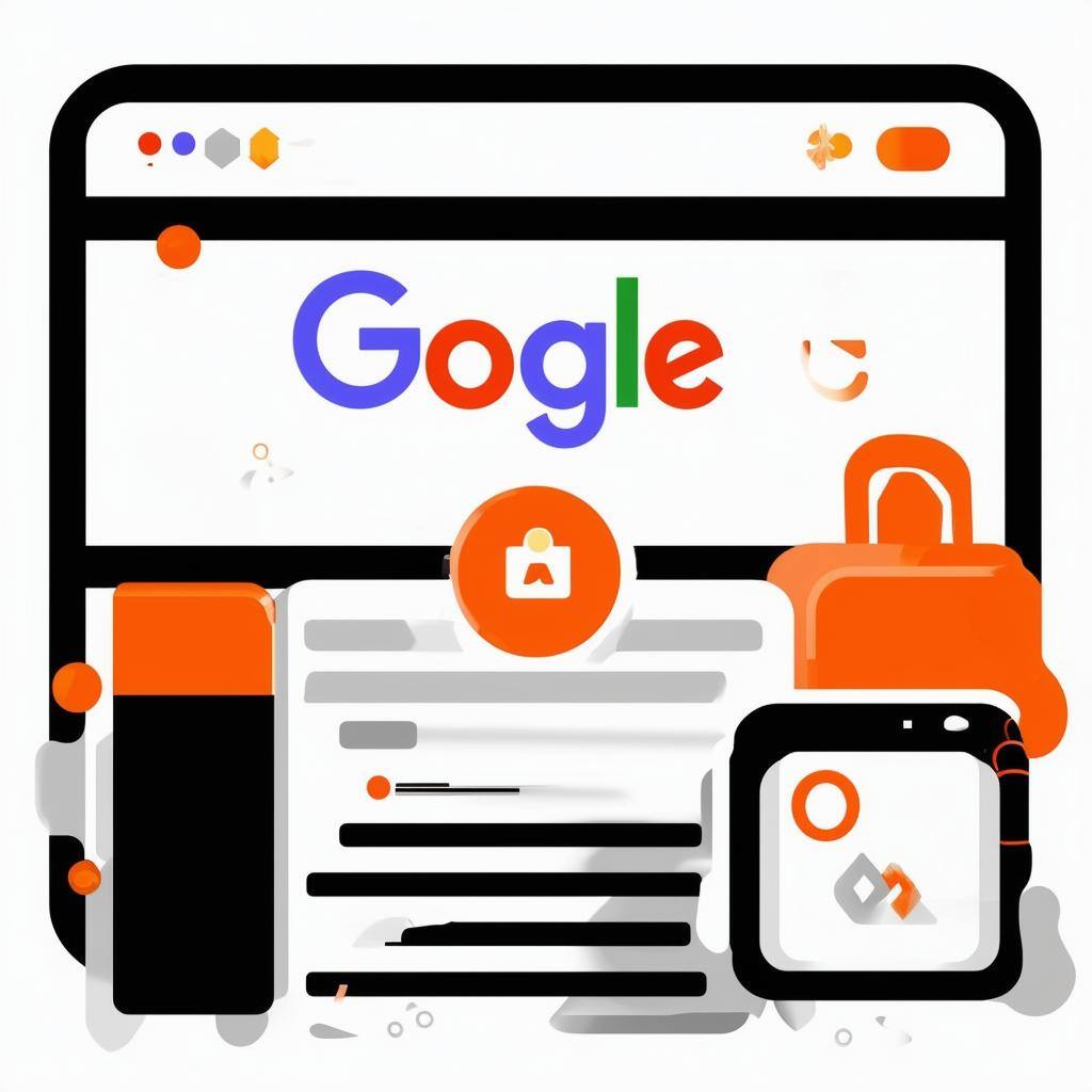 google ads media buying icon, in black orange and white